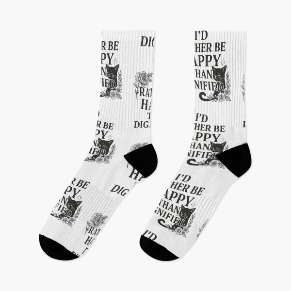Item preview, I’d Rather Be Happy Than Dignified – Brontë Quote Cat & Floral Design designed and sold by Sandy's Cheeky Studio.