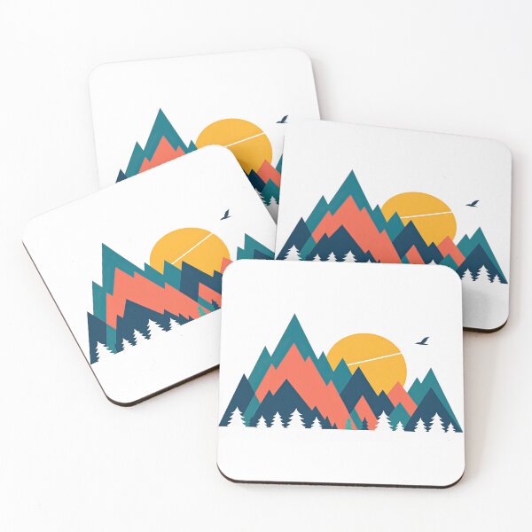 Item preview, Geometric Sunset Mountain Forest Landscape designed and sold by ArtfulWeave.