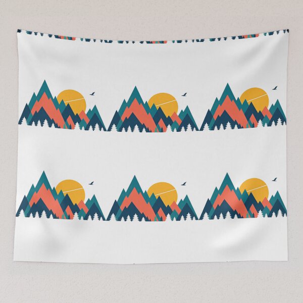 Item preview, Geometric Sunset Mountain Forest Landscape designed and sold by ArtfulWeave.