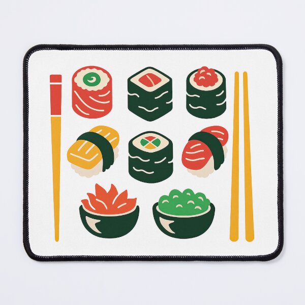 Item preview, Cute Colorful Sushi Set Illustration with Chopsticks designed and sold by ArtfulWeave.