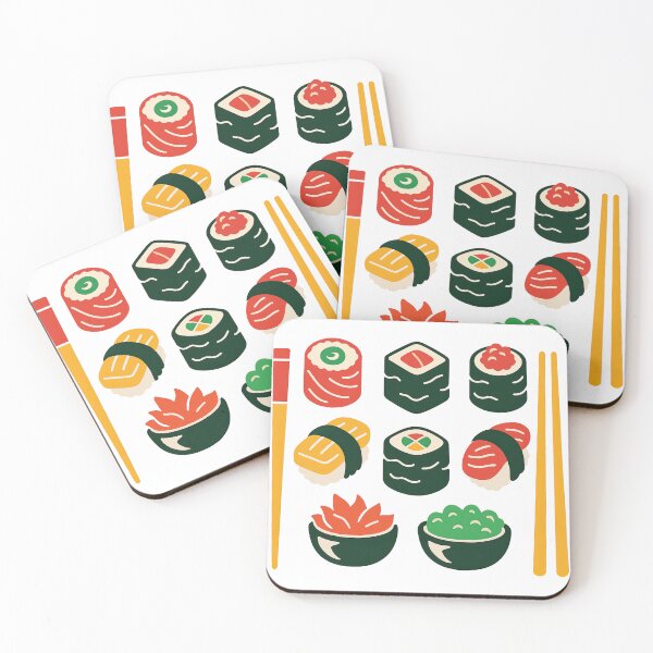 Item preview, Cute Colorful Sushi Set Illustration with Chopsticks designed and sold by ArtfulWeave.