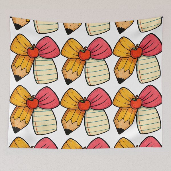Item preview, Back to School Pencil and Paper Bow with Apple designed and sold by ArtfulWeave.