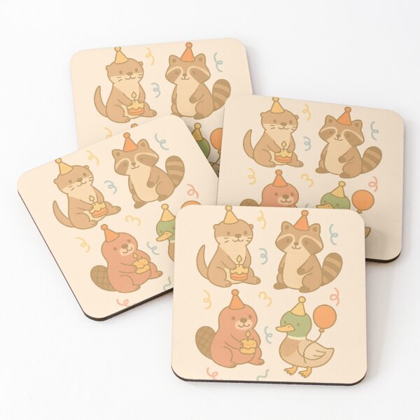 Item preview, Woodland Animal Friends Party - Cute Otter, Beaver, Racoon, Duck Birthday Party Celebration Illustration designed and sold by Kebi Studio.