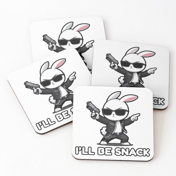 Item preview, I'll Be Snack Kawaii Bunny Action Movie Fun Parody designed and sold by Karma Design.