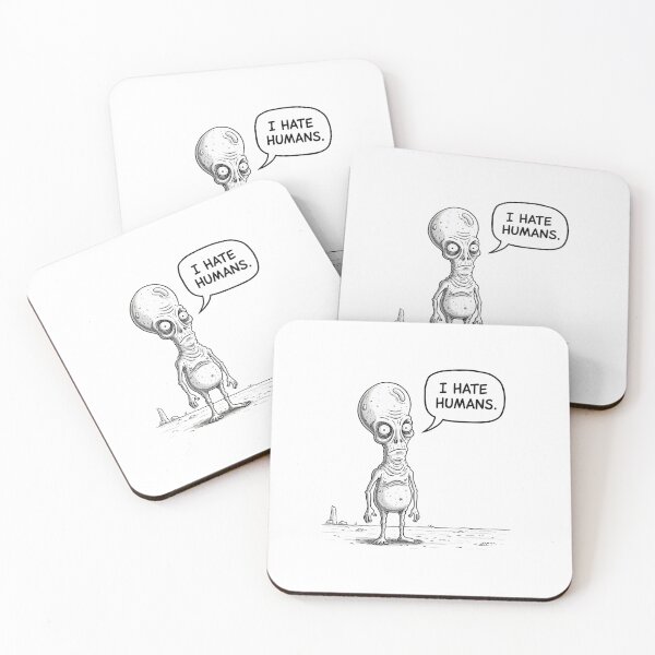 Item preview, I hate Humans, UFO, Alien, sci-fi, funnyfits70, Humor, Funny, retro, vintages, funny quotes, animal humor, designed and sold by FunnyFits70.