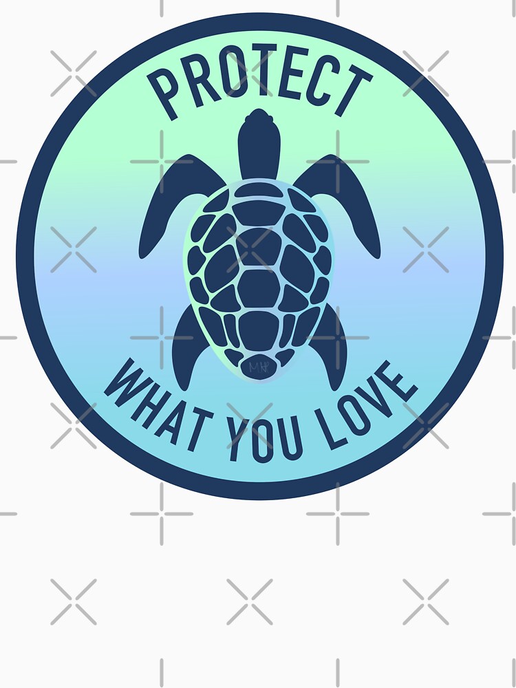 Thumbnail 3 of 3, Fitted Scoop T-Shirt, Protect What You Love – Women’s Turtle V-Neck Shirt for Ocean & Wildlife Lovers designed and sold by Saltycurrent1.