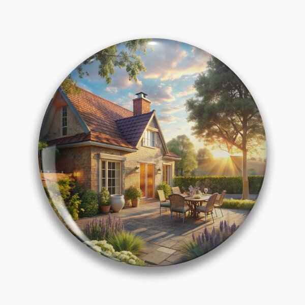 Item preview, Beautiful terrace seating area at sunset designed and sold by Made-by-Gus.