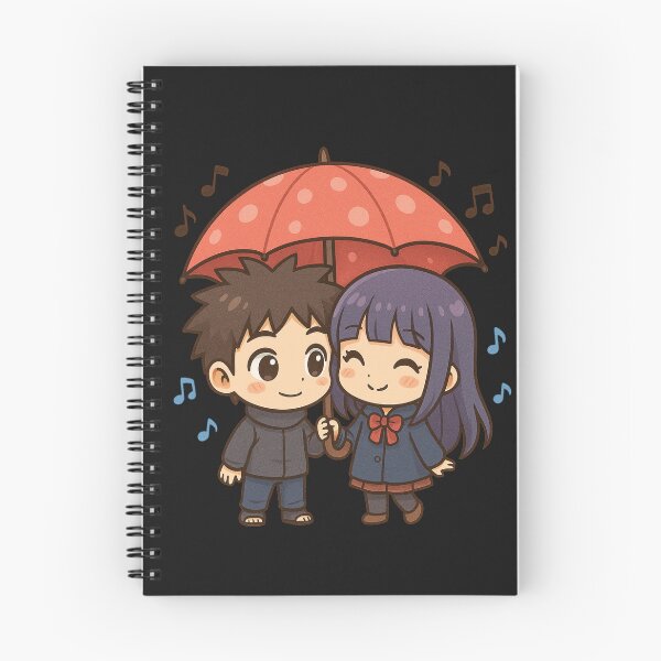 Item preview, Romantic Chibi Couple Sharing Umbrella – Cute Anime Love & Music Art designed and sold by ColorSplash123.