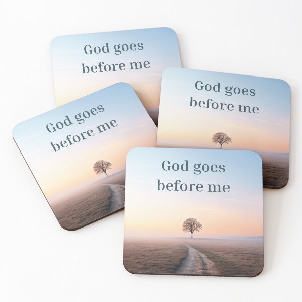 Item preview, God Goes Before Me – Christian Quote with Peaceful Landscape designed and sold by DivineWordsArt.