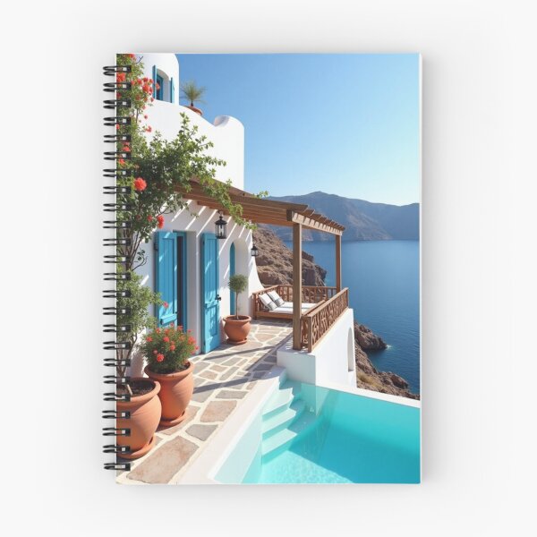 Item preview, Tranquil Coast Travel Journal – White Villa & Blue Waters designed and sold by AlexeyevZurga.