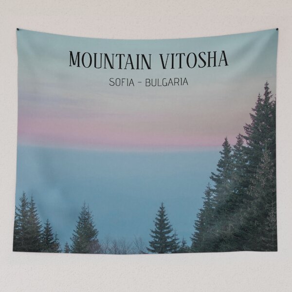 Item preview, Vitosha Mountain Sunset – Forest Silhouettes and Glowing Sky Over Sofia designed and sold by photo-travel.