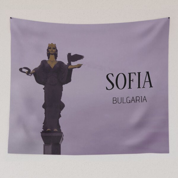 Item preview, Saint Sofia Statue with Violet Sky – Striking Evening View of Sofia’s Icon designed and sold by photo-travel.