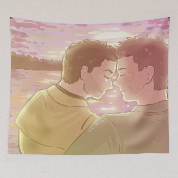 Item preview, Destiel chilling sunset on a lake designed and sold by Melle-OtterWise.