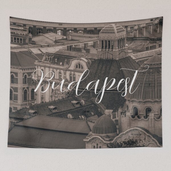 Item preview, Vintage Budapest Rooftops – Timeless Cityscape with 'Budapest' Lettering designed and sold by photo-travel.