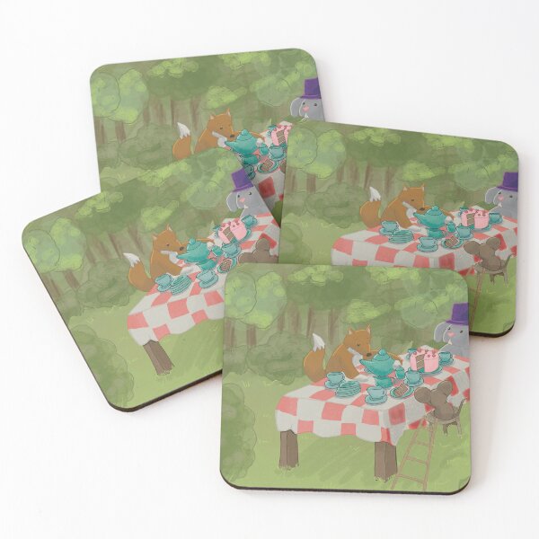 Item preview, Woodland Animal Tea Party Illustration - Cute Forest Friends Fantasy Art designed and sold by Warm Whimsy Designs.