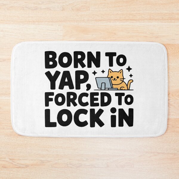 Item preview, Born To Yap Forced To Lock In! Cute Computer Cat designed and sold by PMCreative.