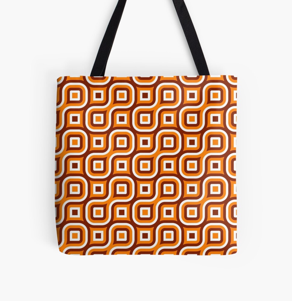 Groovy Retro 1960’s Orange, Brown and White Geometric Pattern Scarf