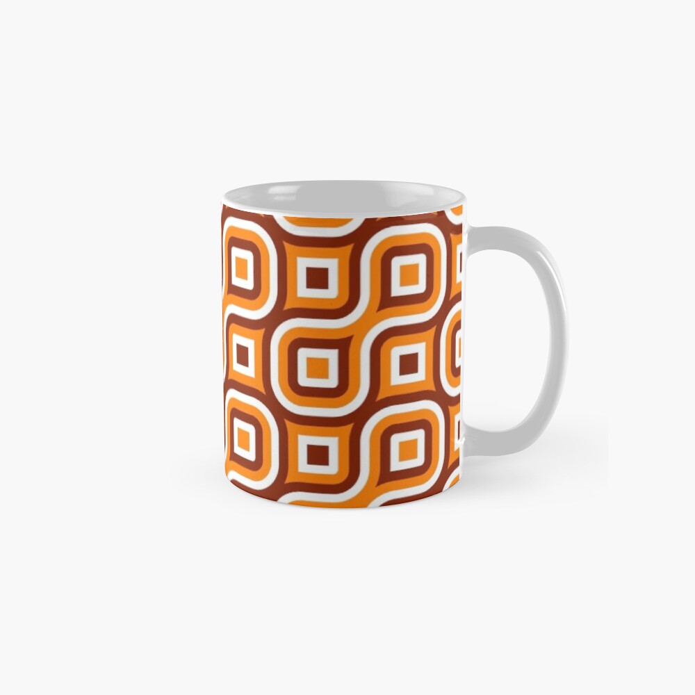 Groovy Retro 1960’s Orange, Brown and White Geometric Pattern Scarf