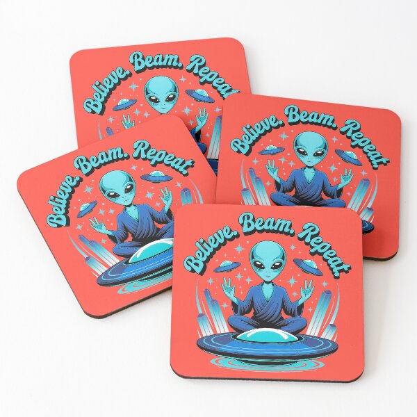 Item preview, Meditating Alien UFO Zen Believe Beam Repeat designed and sold by Amanda's Factory.