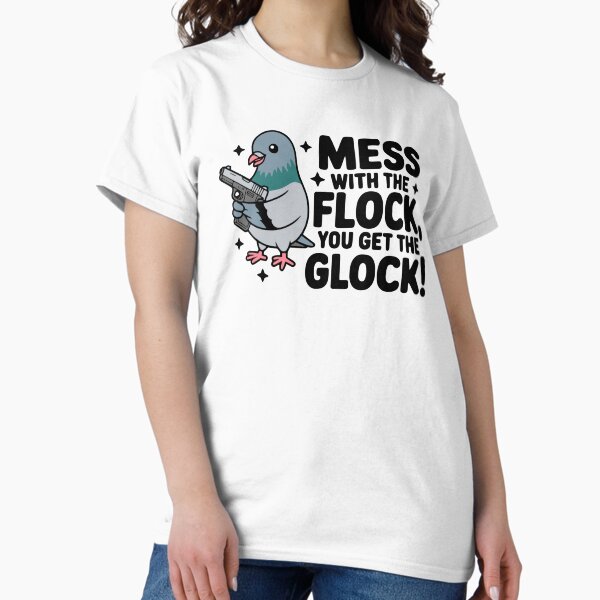 Item preview, Mess With The Flock You Get The Glock! Cute Pigeon Gun Pun designed and sold by PMCreative.