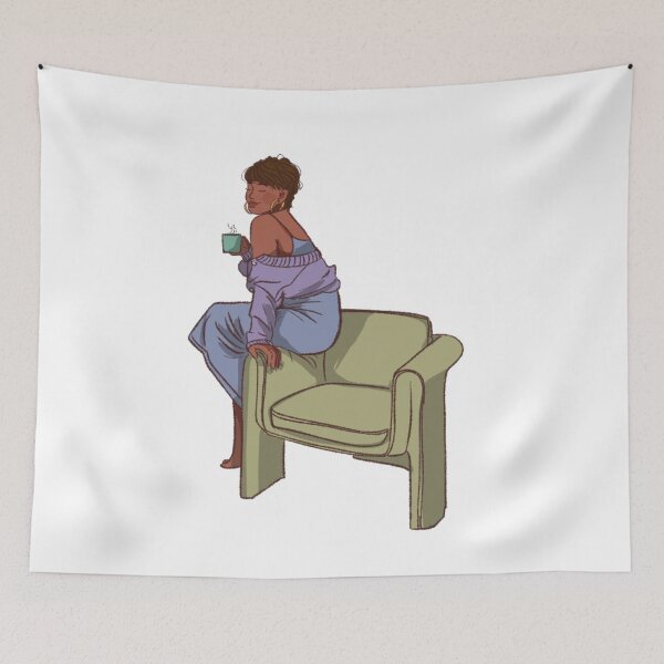 Item preview,  A woman with her coffee on the coach  designed and sold by Hessah-HA.