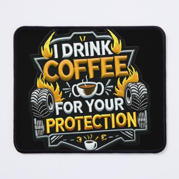 Item preview, I Drink Coffee for Your Protection  Funny Monster Truck Embroidered Patch Design designed and sold by ArtDesignTp.