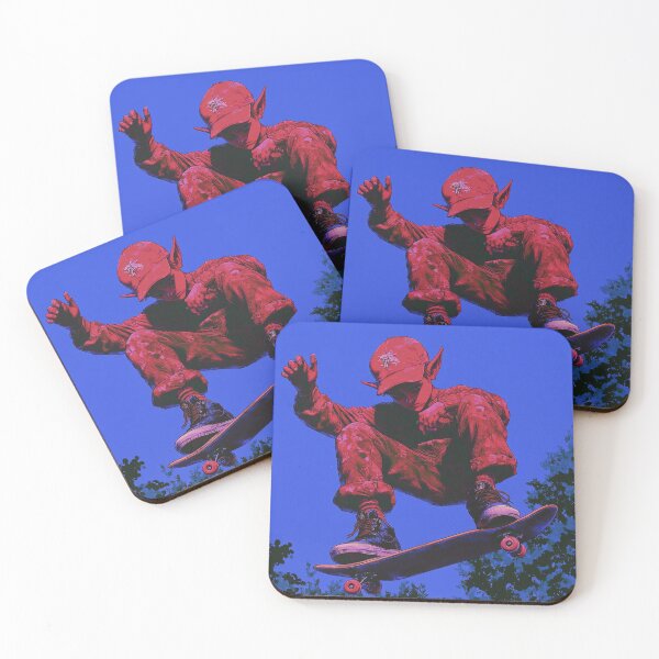 Item preview, red elf boy in the air on a Skateboard designed and sold by V-Fantasy.