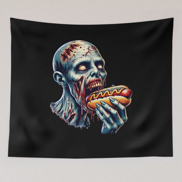 Artikelvorschau, Zombie der einen Hot Dog isst. entworfen und verkauft von ReneMM.