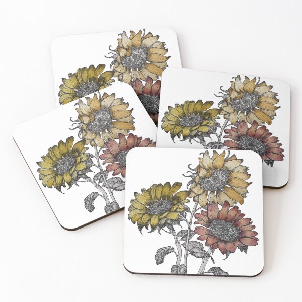 Item preview, cluster of sunflowers in watercolor and ink designed and sold by tnlisa.