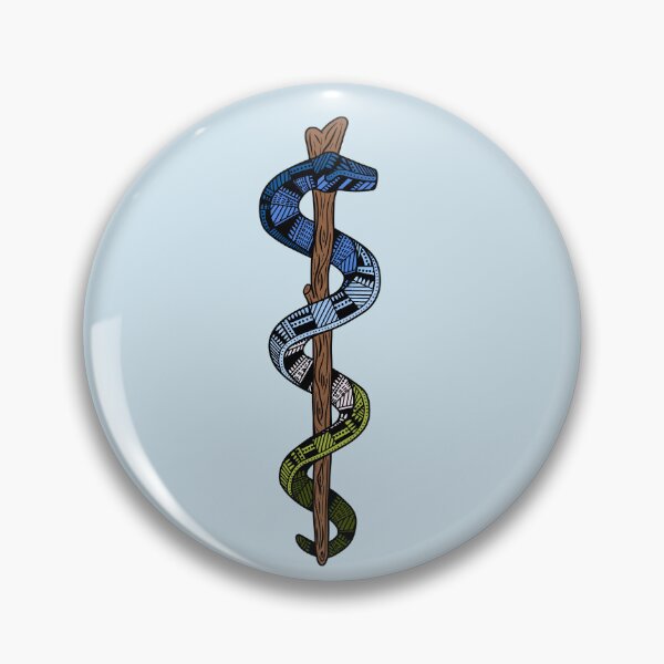 Item preview, Blue and Green - Staff of Asclepius designed and sold by Mostly Medical.