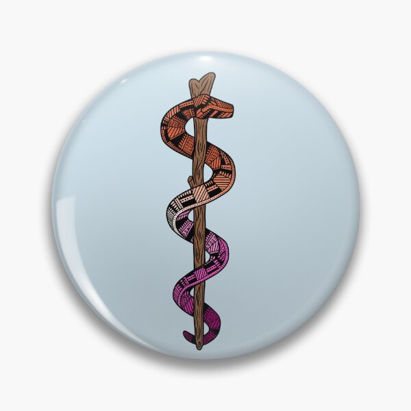 Item preview, Orange, White, Pink - Staff of Asclepius designed and sold by Mostly Medical.