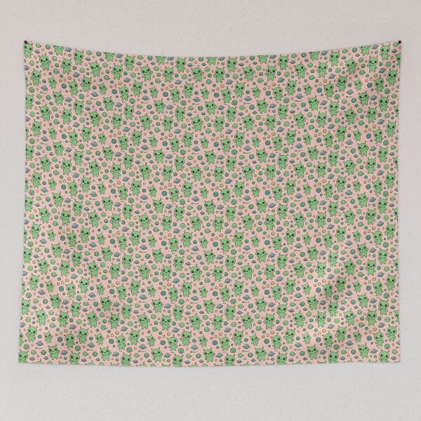Item preview, Adorable Green Aliens in Space – Seamless Pattern designed and sold by Omaralaa.