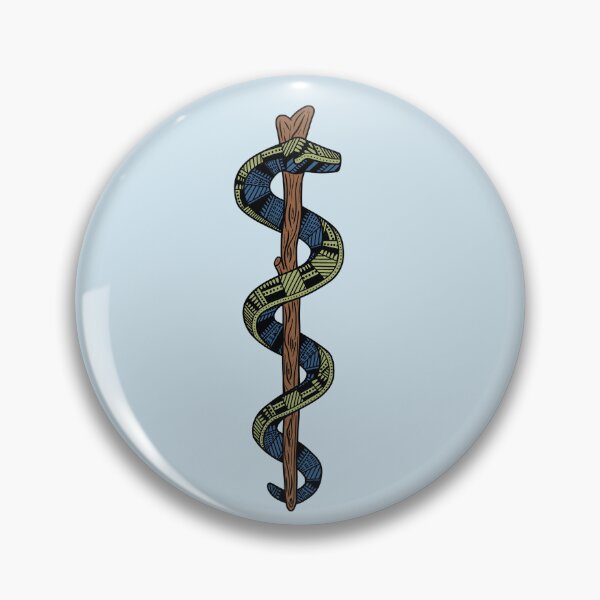 Item preview, Green and Blue - Staff of Asclepius designed and sold by Mostly Medical.