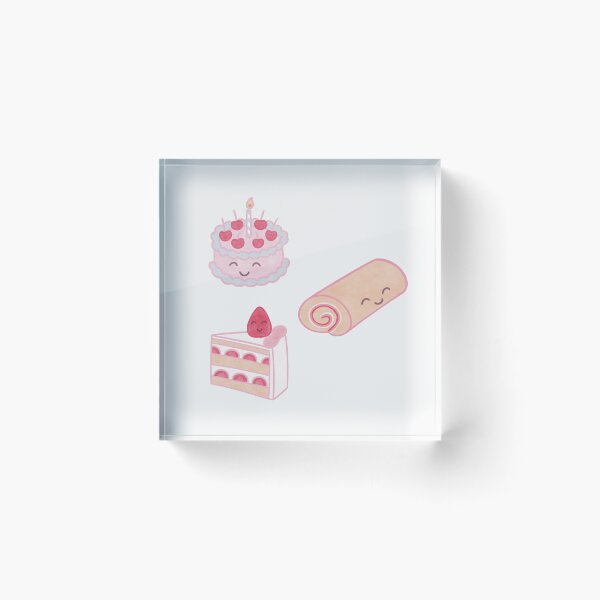 Item preview, set of three cakes with happy smiling faces designed and sold by winterpumpkin.