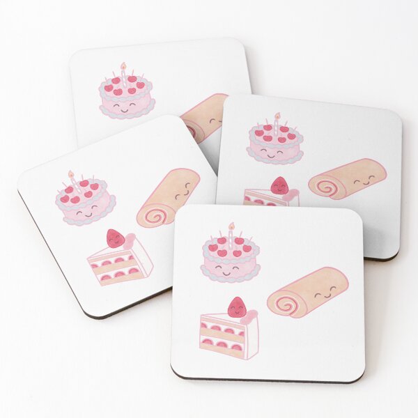Item preview, set of three cakes with happy smiling faces designed and sold by winterpumpkin.
