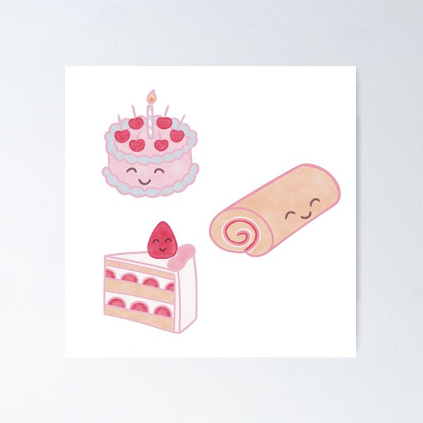 Item preview, set of three cakes with happy smiling faces designed and sold by winterpumpkin.