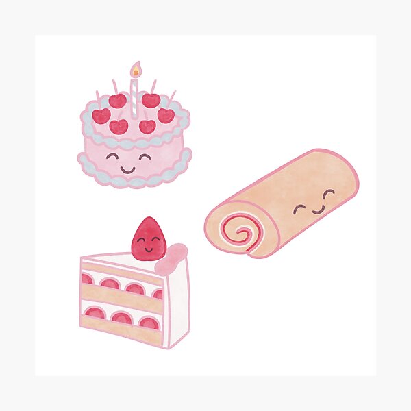 Item preview, set of three cakes with happy smiling faces designed and sold by winterpumpkin.