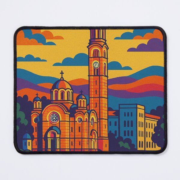 Item preview, Colorful Banja Luka Travel Poster | Retro Pop Art City Print | Vintage-Inspired Wall Art of Bosnia | Banja Luka Cityscape Illustration designed and sold by PaintedPixels01.