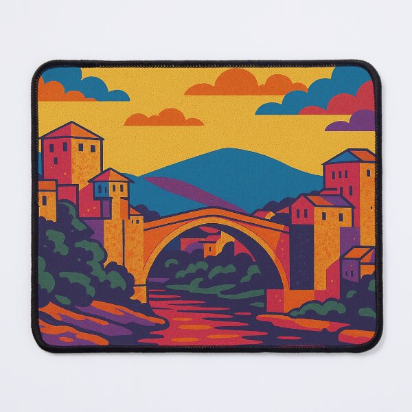 Item preview, Colorful Retro Travel Poster of Mostar | Vintage Pop Art Wall Art | Mostar Old Bridge Illustration | Bosnia and Herzegovina City Poster | Nostalgic European Travel Art designed and sold by PaintedPixels01.