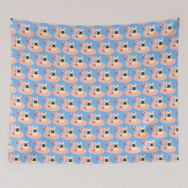 Item preview, Summer Frenchie French Bull Dog Pool Flamingo Floatie designed and sold by Magnolia Valley Art.