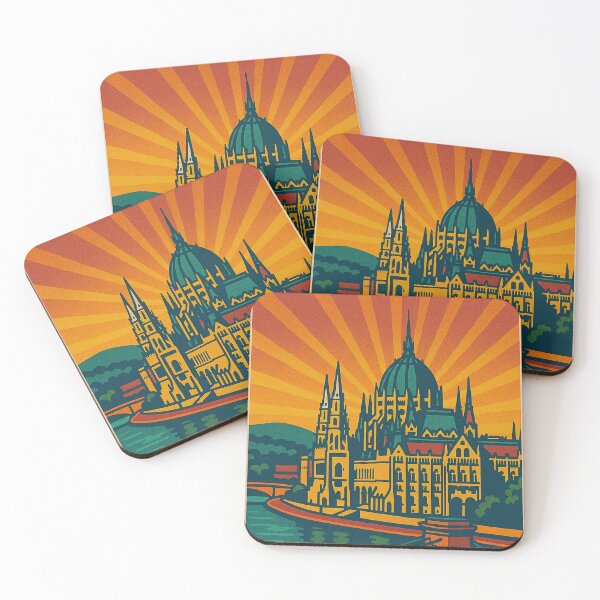 Item preview, Budapest Retro Pop Art Poster | Vintage Travel Print | Colorful Cityscape Wall Art | Hungarian Architecture | Digital Retro City Decor designed and sold by PaintedPixels01.