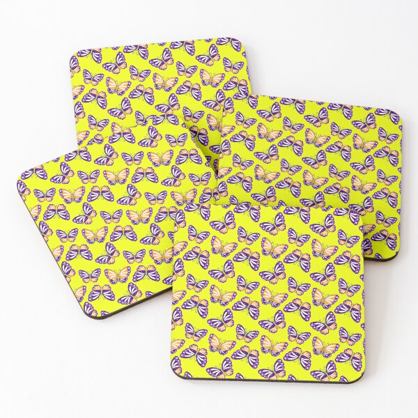 Item preview, Bright Butterflies on Neon Yellow Seamless Repeat designed and sold by Sharon Schwalbe.