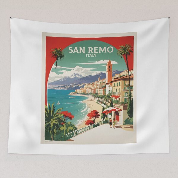 Item preview, San Remo Italy Vintage Poster Tourism  designed and sold by TravelersGems.