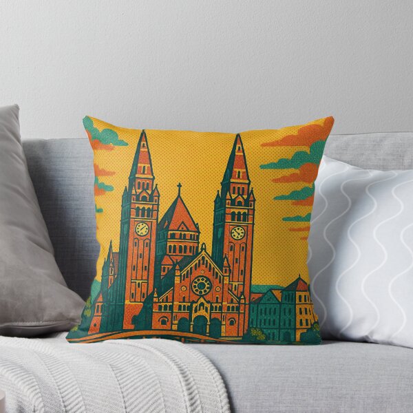 Item preview, Vibrant Retro Pop Art Travel Poster Featuring Szeged Cityscape | Vintage Style Hungarian Landmark Art | Colorful Tourist Wall Decor designed and sold by PaintedPixels01.