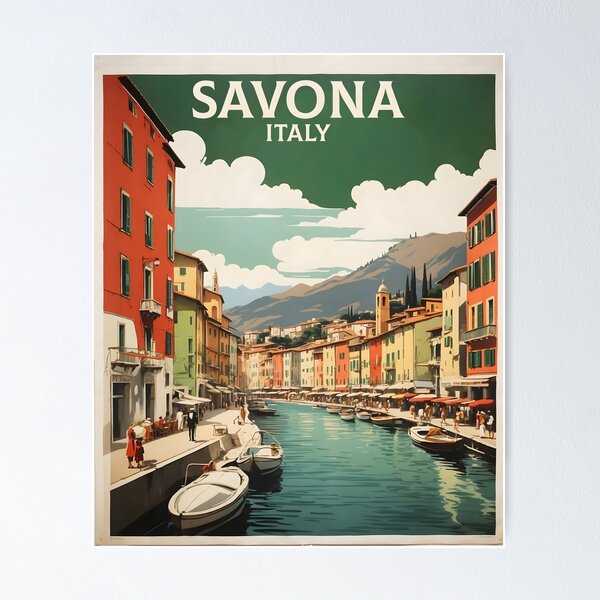 Item preview, Savona Italy Vintage Poster Tourism  designed and sold by TravelersGems.