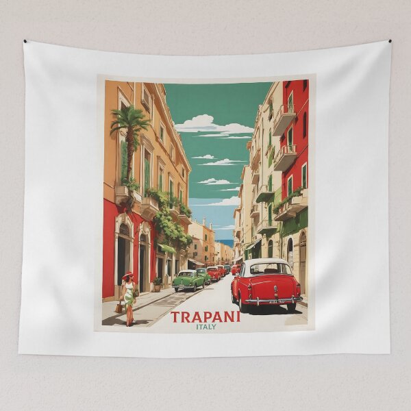 Item preview, Trapani Italy Vintage Poster Tourism  designed and sold by TravelersGems.