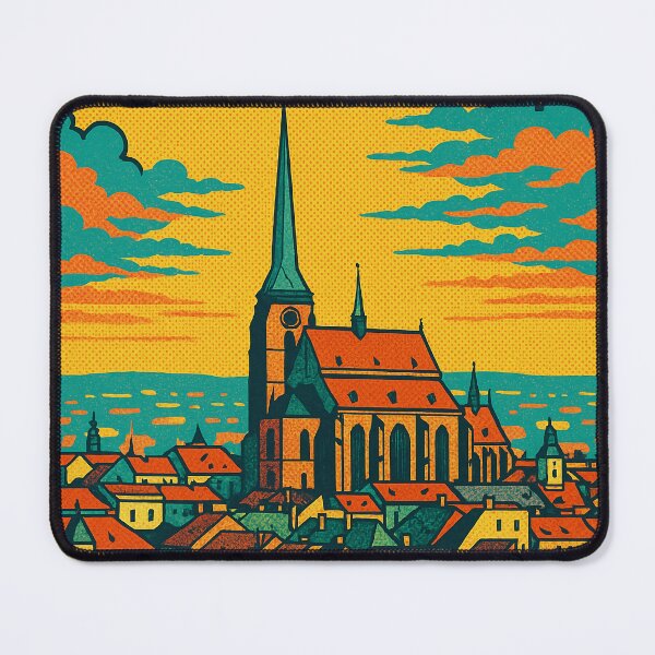 Item preview, Plzeň City Retro Poster | Czech Republic Travel Wall Art | Digital Pop Art Print | Vintage European Cityscape | Colorful Czech Architecture designed and sold by PaintedPixels01.