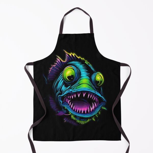 Item preview, Psychedelic Mutant Fish - Neon Turquoise & Purple Fantasy Art designed and sold by BrushRushX.