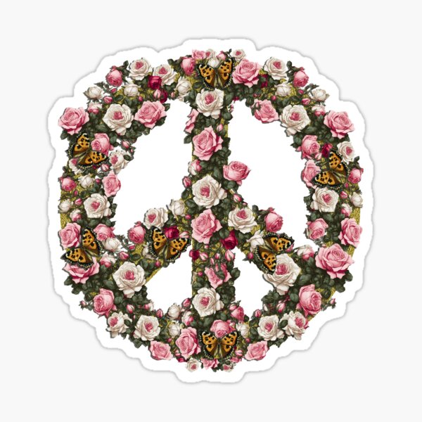 Vintage Rose Peace Sticker