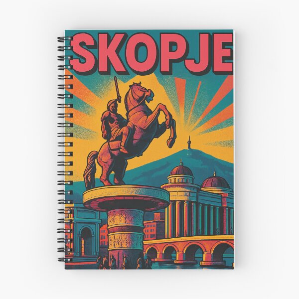 Item preview, Vibrant Digital Retro Pop Art Travel Poster of Skopje | Vintage Cityscape Illustration | Bold Colorful Wall Art for Home & Office designed and sold by PaintedPixels01.